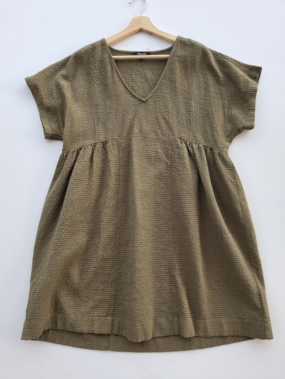 Madewell Tundra Crinkle Gauze Dolman-Sleeve Mini Dress